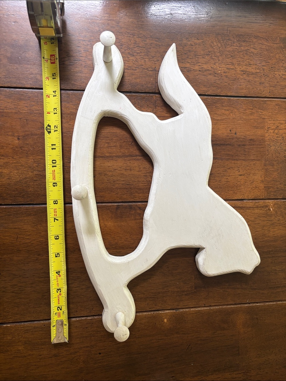 White Wooden Rocking horse Wall Hook Rack cottage core